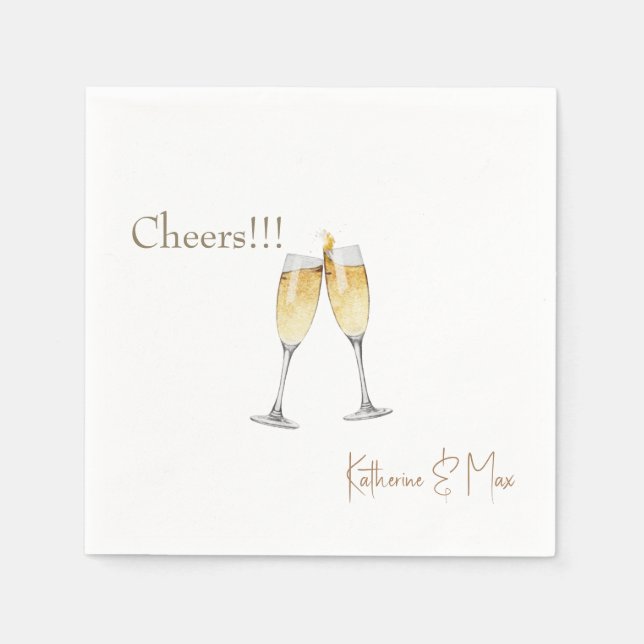Servilleta De Papel Champagne Toast Wedding Personalized Cocktail (Anverso)