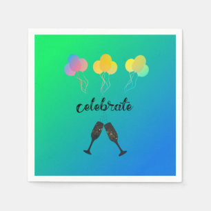 Servilleta De Papel Champagne y globos coloridos