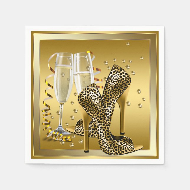 Servilleta De Papel Champagne y High Heel Shoes (Anverso)