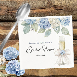 Servilleta De Papel Champagne y Hortensia Azul para Despedida de Solte