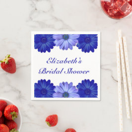 Servilleta De Papel Champán de boda floral azul