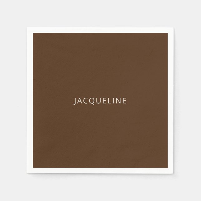 Servilleta De Papel Champán de Boda Marrón Personalizado (Anverso)