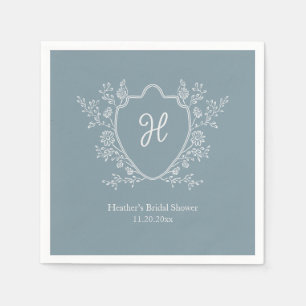 Servilleta De Papel Champán de boda Regency Crest Monograma Azul