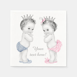 Servilleta De Papel Champán de gemelos príncipe y princesa