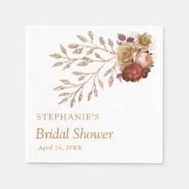 Servilleta De Papel Champán Floral Dorado Moderno 