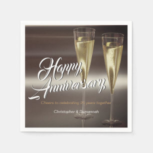 Servilleta De Papel Champán fluye Personalizado Aniversario feliz Napk