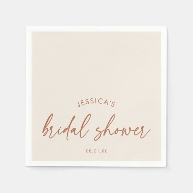 Servilleta De Papel Champán Nupcial Beige Boho Moderno (Anverso)