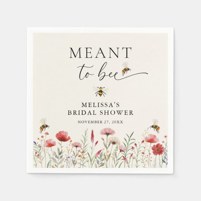 Servilleta De Papel Champán Nupcial De Flor Silvestre Acuarela Destina (Anverso)