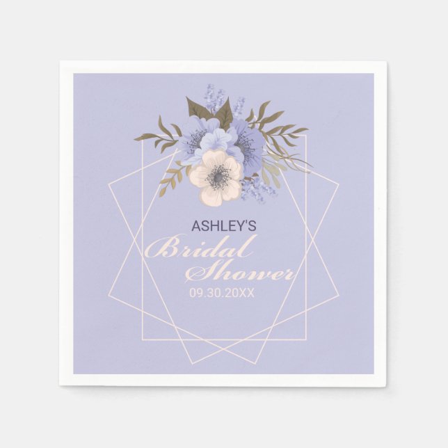 Servilleta De Papel Champán Nupcial Violeta Melocotón Pastel Geométric (Anverso)