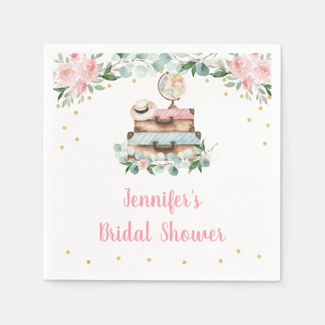 Servilleta De Papel Champán Rosa Floral Viaje Despedida de Soltera Señ (Anverso)