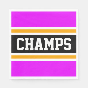 Servilleta De Papel CHAMPS Sporty Bright Pink Black Yellow Strips