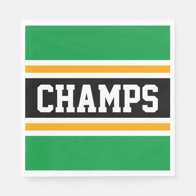 Servilleta De Papel CHAMPS Sporty Fun Green Black Yellow Strips (Anverso)