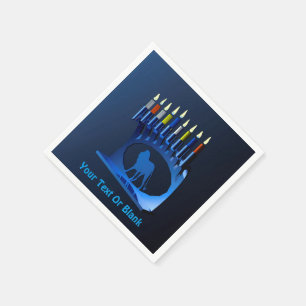 Servilleta De Papel Chanukkah Menorah azul metálico