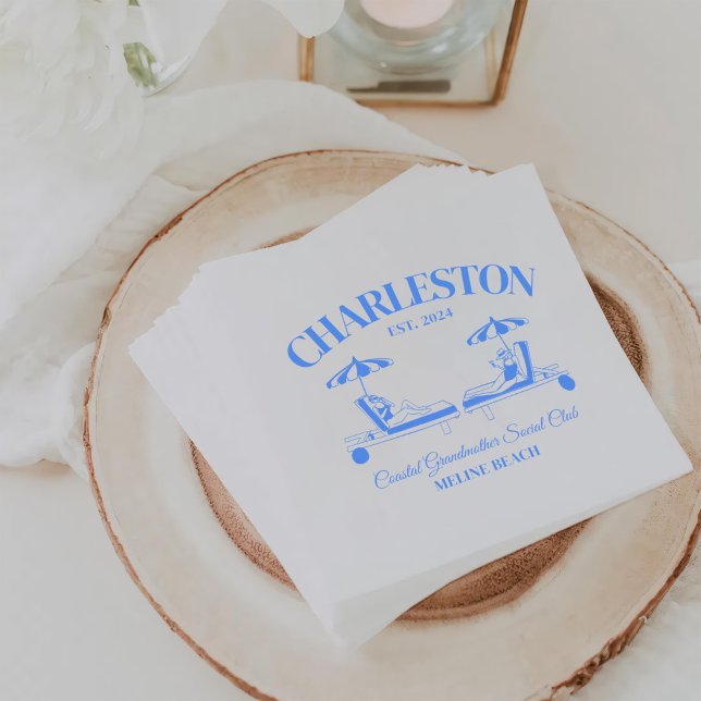 Servilleta De Papel Charleston Beach Blue Bachelorette Party (Subido por el creador)
