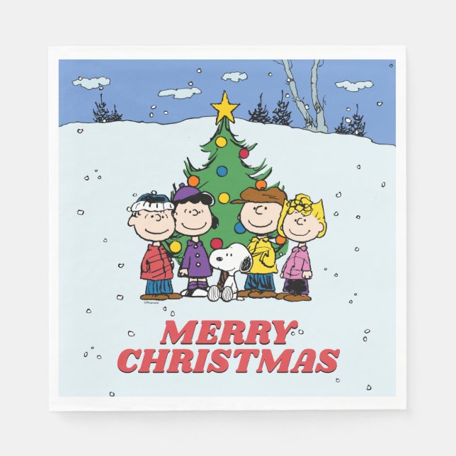 Servilleta De Papel Charlie Brown y Navidades de amigos (Anverso)