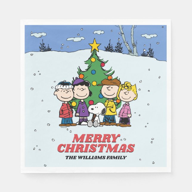 Servilleta De Papel Charlie Brown y Navidades de amigos (Anverso)