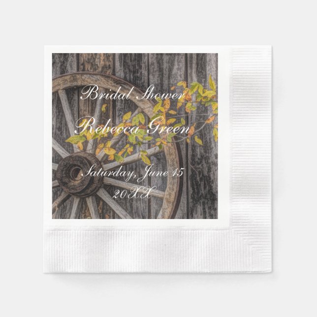 Servilleta De Papel Charm Country - Rueda de vagón occidental rústica (Anverso)