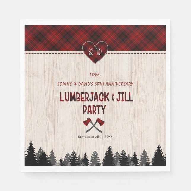 Servilleta De Papel Charm LumberJack y Jill Boda 30 años (Anverso)