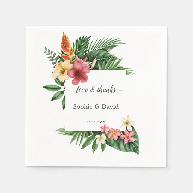 Servilleta De Papel Charm Lush Tropical Garden Flores Bloom Boda (Anverso)