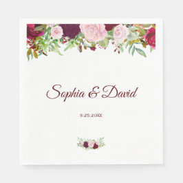 Servilleta De Papel Charm Rustic Burgundy Marsala Boda Floral