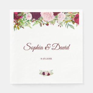 Servilleta De Papel Charm Rustic Burgundy Marsala Boda Floral