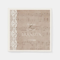 Charm Vintage Music Sheet y Lace Boda