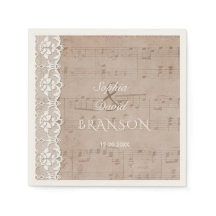 Charm Vintage Music Sheet y Lace Boda
