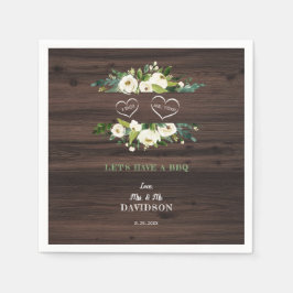 Servilleta De Papel Charm White Floral Frame Barn I DO BBQ