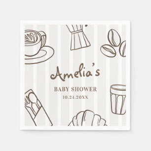 Servilleta De Papel Charming Cafe Bebe Rayas Baby Shower