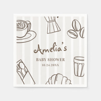 Servilleta De Papel Charming Cafe Bebe Rayas Baby Shower