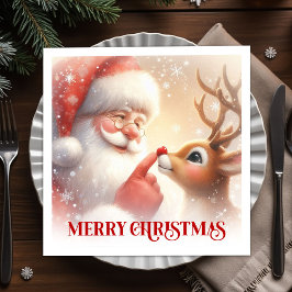 Servilleta De Papel Charming Santa and Rudolph Christmas Napkins Dinne