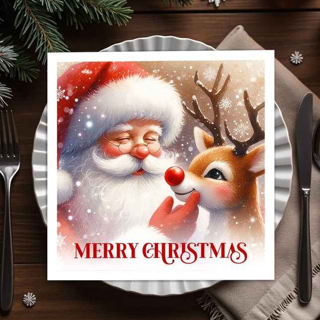 Servilleta De Papel Charming Santa Claus Rudolph Holiday Party Dinner  (Charming Santa Claus Rudolph Holiday Party Dinner Napkins

)
