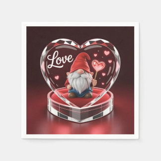 Servilleta De Papel Charming Valentine Gnome in Crystal Heart Display 