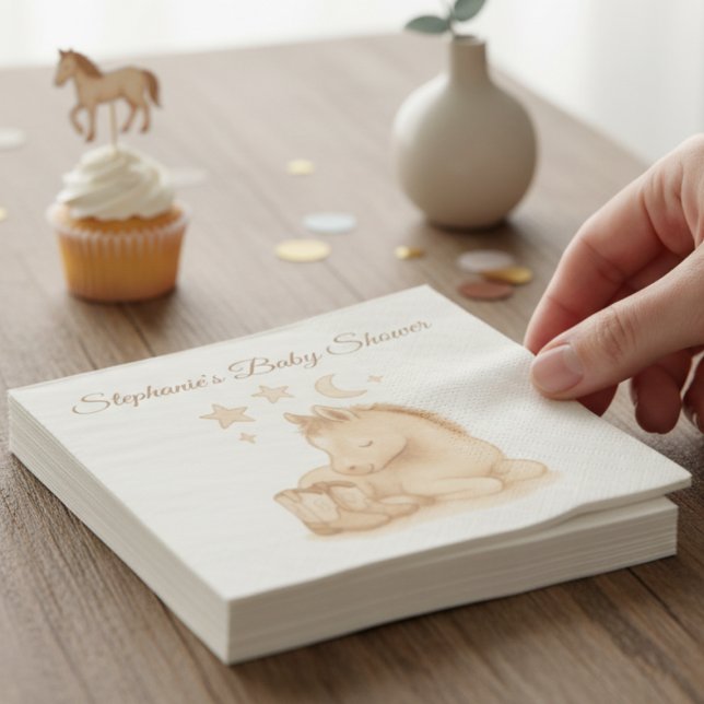 Servilleta De Papel Charming Western Baby Horse – Shower (Sweet western personalized baby shower napkins)