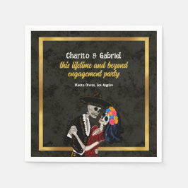 Servilleta De Papel Charro y Catrina Sugar Skulls Black