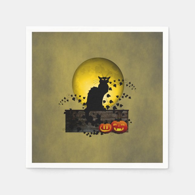 Servilleta De Papel Chat Noir Halloween (Anverso)