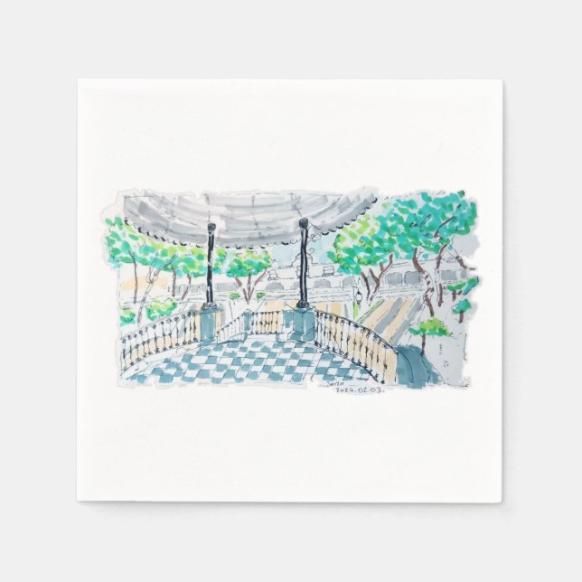Servilleta De Papel Checkerboard Kiosk Park View (Anverso)