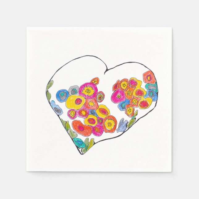 Servilleta De Papel Cheerful Heart by Lydia's Art Sangria (Anverso)