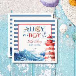 Servilleta De Papel Cheerful Red Blue Maritime Waves Baby Shower