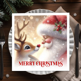 Servilleta De Papel Cheerful Santa Rudolph Holiday Dinner Napkins Xmas