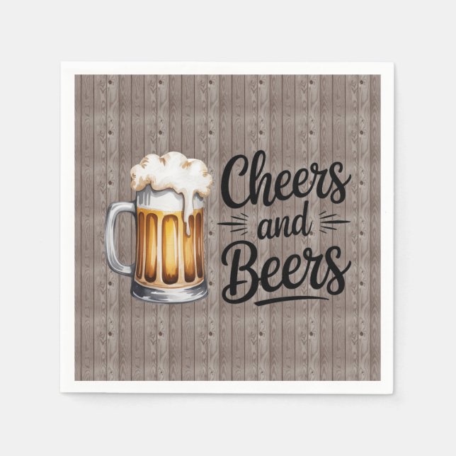 Servilleta De Papel Cheers and Beers Adult Birthday Party  (Anverso)