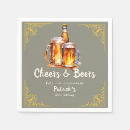 Servilleta De Papel Cheers and Beers Glass Bottle 50th Birthday