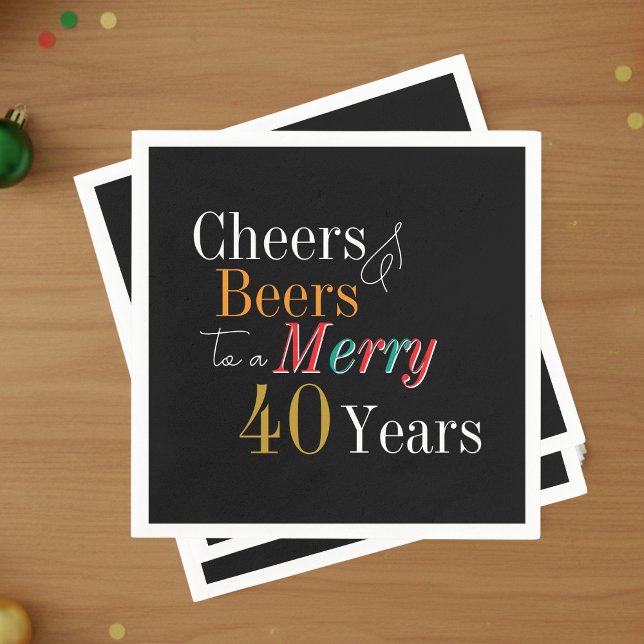 Servilleta De Papel Cheers and Beers Merry 40th Christmas Birthday (Subido por el creador)