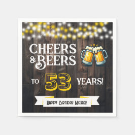 Servilleta De Papel Cheers and Beers to 53 Years Rustic Birthday Party