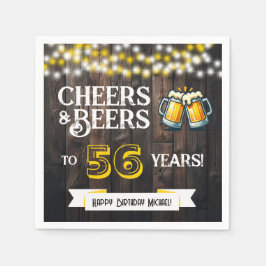 Servilleta De Papel Cheers and Beers to 56 Years Rustic Birthday Party