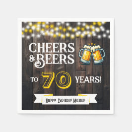 Servilleta De Papel Cheers and Beers to 70 Years Rustic Birthday Party
