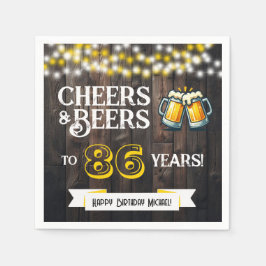 Servilleta De Papel Cheers and Beers to 86 Years Rustic Birthday Party