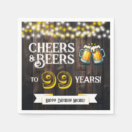 Servilleta De Papel Cheers and Beers to 99 Years Rustic Birthday Party