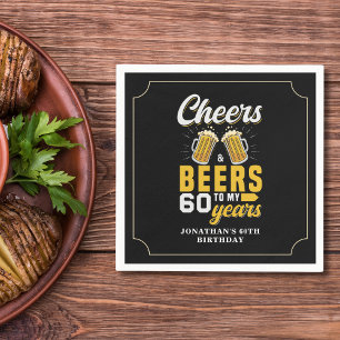 Servilleta De Papel Cheers and Beers to my 60 Years, Fun Birthday