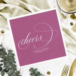 Servilleta De Papel Cheers - Boda Simple y Elegante con Cassis Rosa